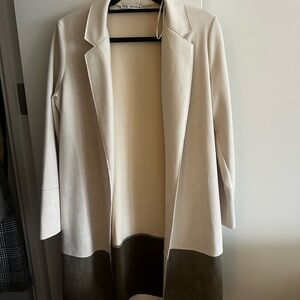 Zara Women's Faux Suede Cream and Brown Coat